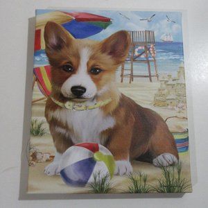 Corgi Dog Pet Friendly Beach Canvas Wall Art Home Decor 12x10